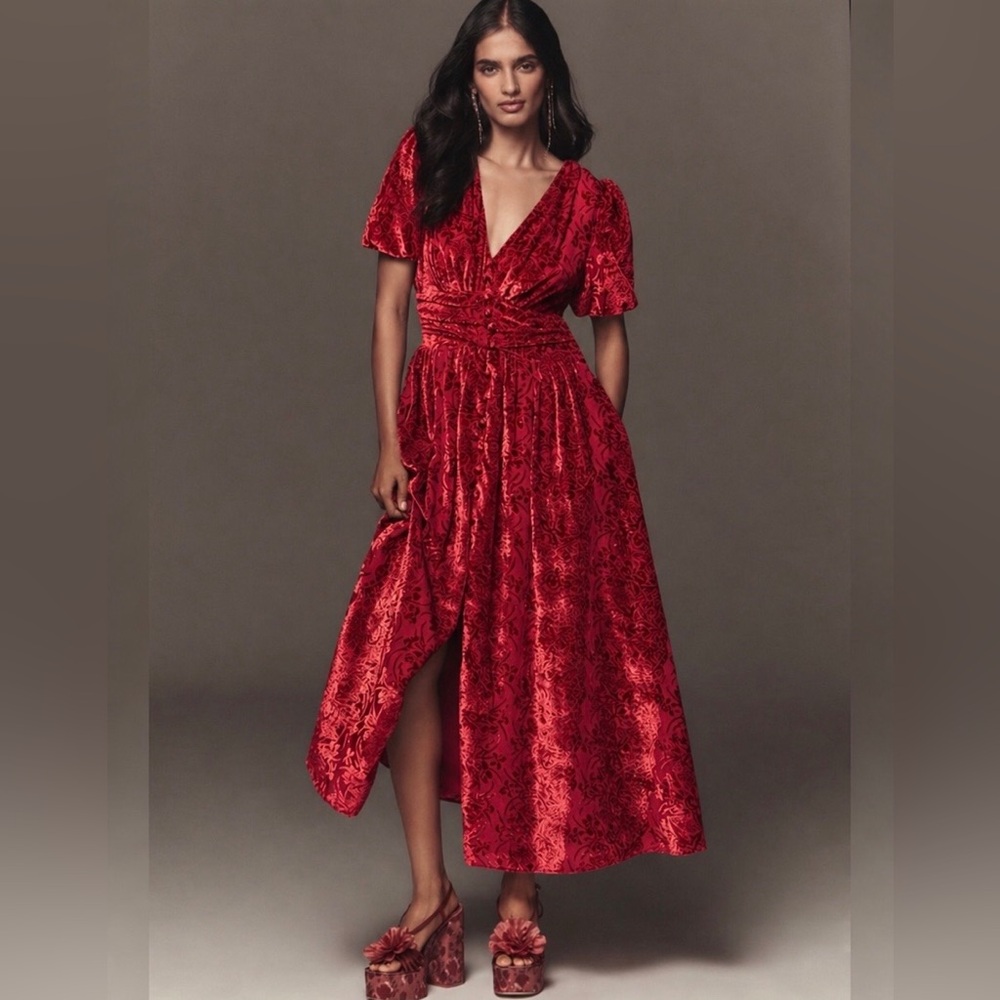 Anthropologie The Katerina Button Front : Velvet Edition
